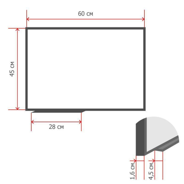 Доска магнитно-маркерная 45x60 см лаковое покрытие алюминиевая рама