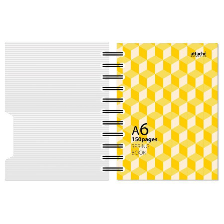 Бизнес-тетрадь Attache Selection Spring Book A6 150 листов желтая в клетку на спирали (135х144 мм)
