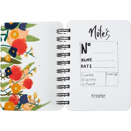 Бизнес-тетрадь Kroyter Flowers А6 180 листов разноцветная в точку на спирали (120х145 мм)