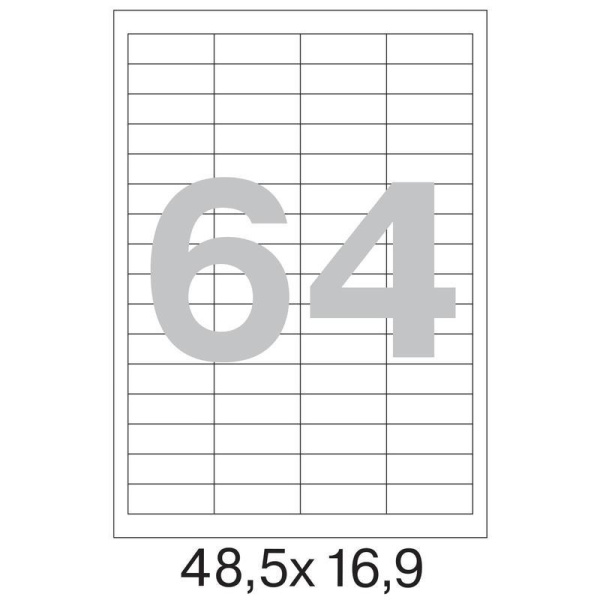 Этикетки самоклеящиеся ProMega Label белые 48.5х16.9 мм (64 штуки на листе А4, 25 листов в упаковке)