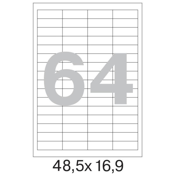Этикетки самоклеящиеся Promega label 48.5х16.9 мм 64 штуки на листе  белые полуглянец (25 листов в упаковке)