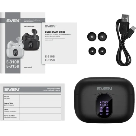Наушники беспроводные Sven E-315B чёрные (SV-022631) Наушники беспроводные Sven E-315B чёрные (SV-022631)