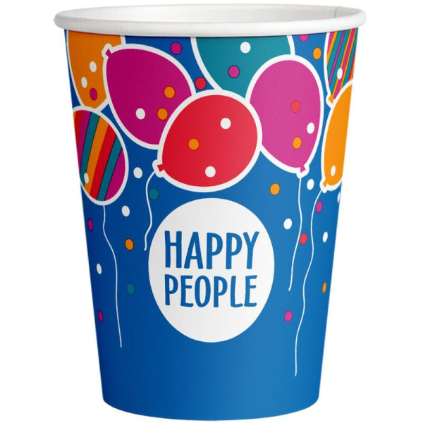Стакан одноразовый бумажный Комус Happy People 350 мл (50 штук в  упаковке)