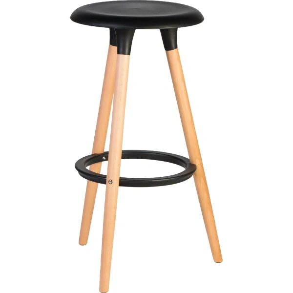 Табурет барный Dobrin Royce чёрный/бежевый (пластик/массив дерева)
