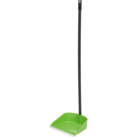 Совок для мусора с резиновой кромкой Idea М 5194 пластиковый зеленый  (ширина рабочей части 25 см, длина ручки 80 см)