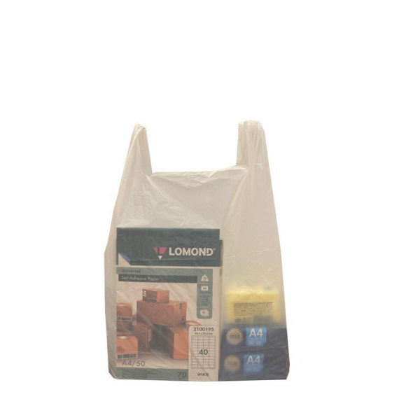 Пакет-майка ПНД 30 мкм белый (40+18x70 см, 50 штук в упаковке)