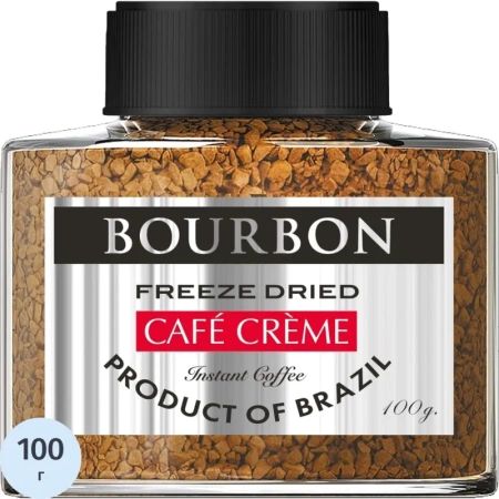 Кофе растворимый сублимированный Bourbon Cafe Creme 100 г (стеклянная банка)