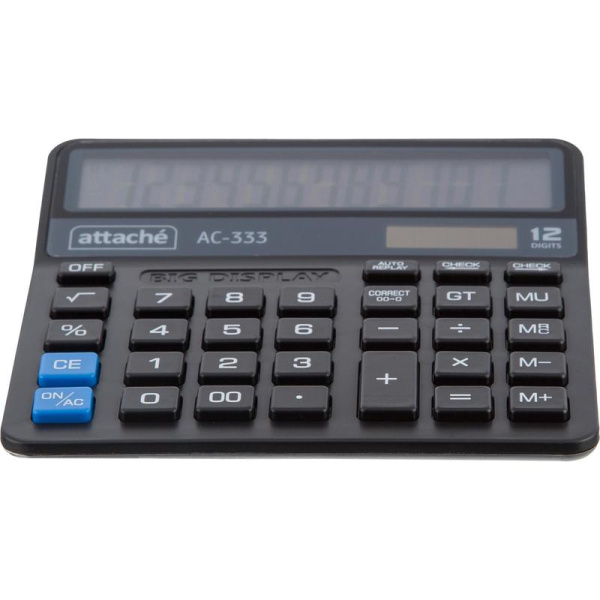 Калькулятор настольный Attache AС-333 12-разрядный черный 147x145x28 мм