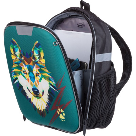 Ранец Комус Класс Light зеленый (волк) с одним отделением