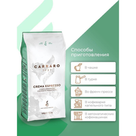 Кофе в зернах Carraro Crema Espresso 1 кг