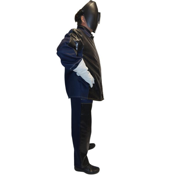 Костюм сварщика Фаэтон КС08 хлопковый черный/синий (размер 44-46, рост 170-176)