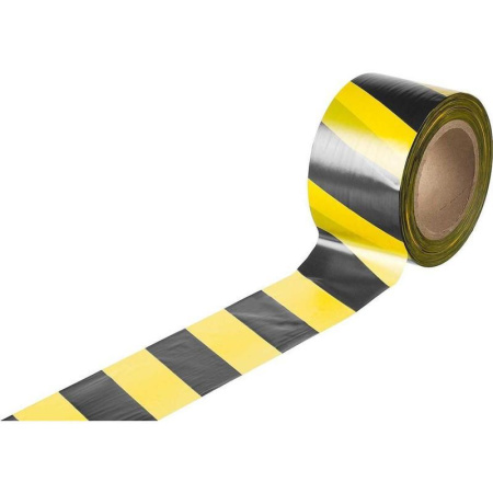 Лента оградительная желтая/черная 50 мм х 100 м