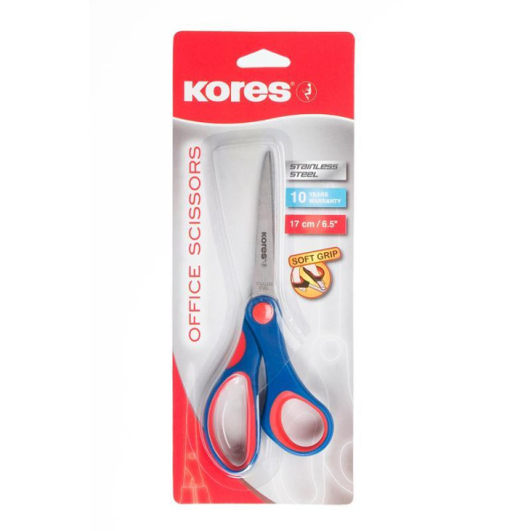 Ножницы Kores Softgrip (170 мм, с пластиковыми прорезиненными анатомическими ручками)