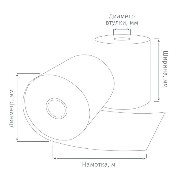 Чековая лента из термобумаги 80 мм (диаметр 67-69 мм, намотка 70 м,  втулка 12 мм, 48 штук в упаковке)