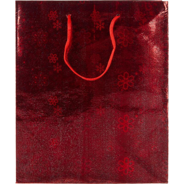 Пакет подарочный голографический красный (21х18х8 см)