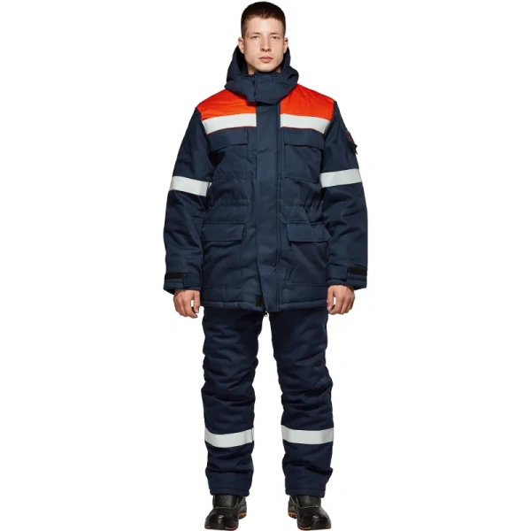 Костюм для защиты от электродуги Энергия КПК зимний синий/оранжевый 91.4  кал/см2 (размер 52-54, рост 182-188)
