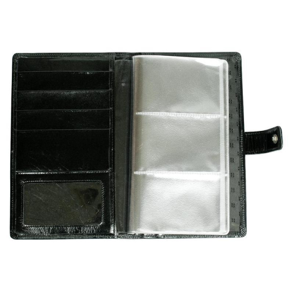 Визитница настольная Grand натуральная кожа на 72 визитки черная (115x185 мм)