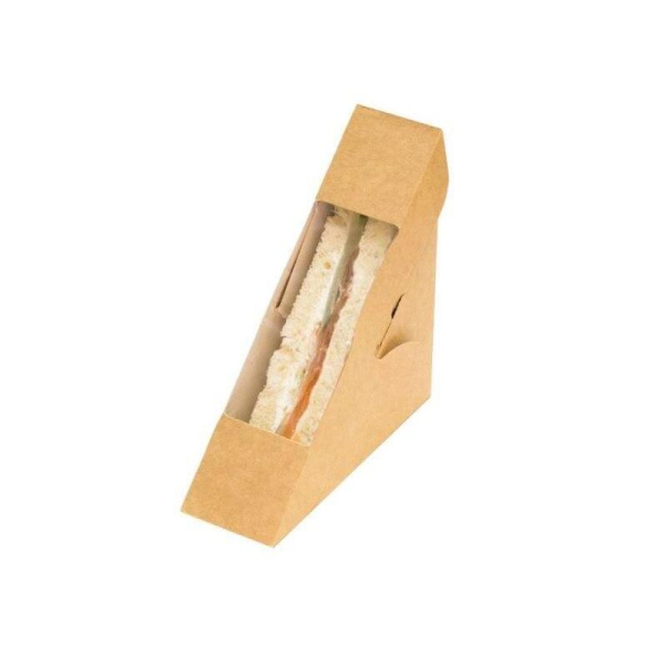 Контейнер бумажный OSQ Sandwich 50 131х131х51 мм, крафт с окном 700 штук  в упаковке