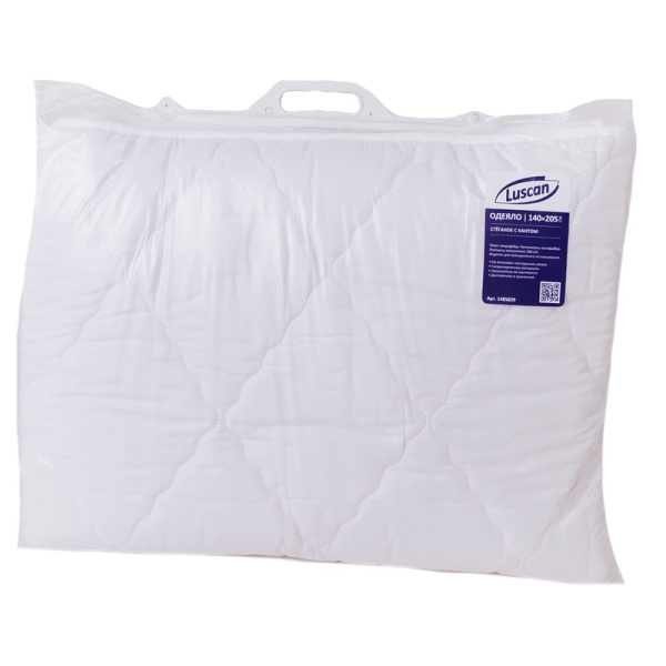 Одеяло Luscan 140х205 см холлофайбер/микрофибра стеганое с кантом  (белое)