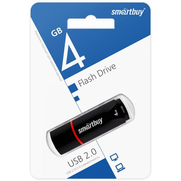 Флеш-память USB 2.0 4 ГБ Smartbuy Crown (SB4GBCRW-K)