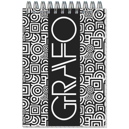 Блокнот Полином Графо А6 50 листов черный/белый в клетку на спирали (101х145 мм)