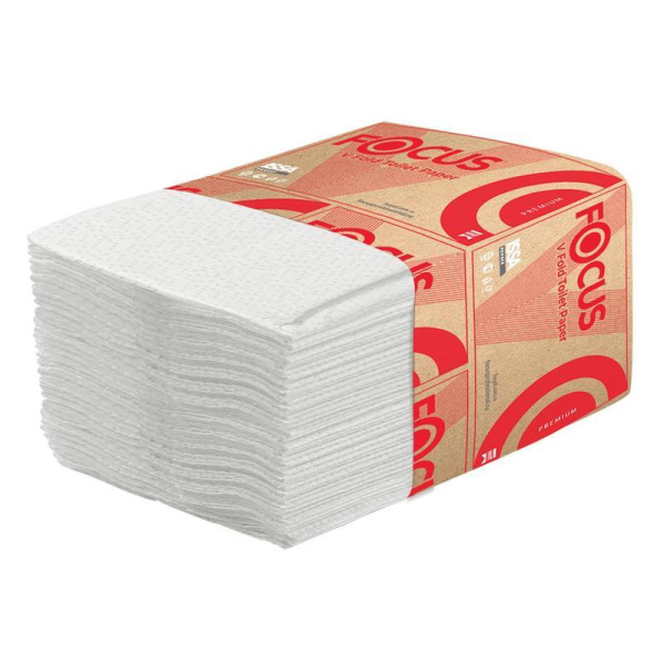 Бумага туалетная листовая Focus Premium V 2-слойная 30 пачек по 250  листов (артикул производителя 5049979)