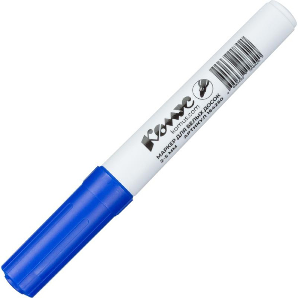 Маркер для белых досок Комус BY2304 синий (толщина линии 2-5 мм) круглый  наконечник