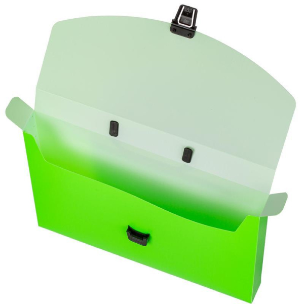 Папка-портфель пластиковая Attache Neon А4 зеленая (335x230 мм, 1  отделение)