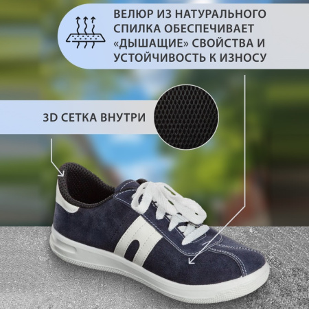 Кроссовки рабочие ПУ из кожевенного велюра синие размер 42