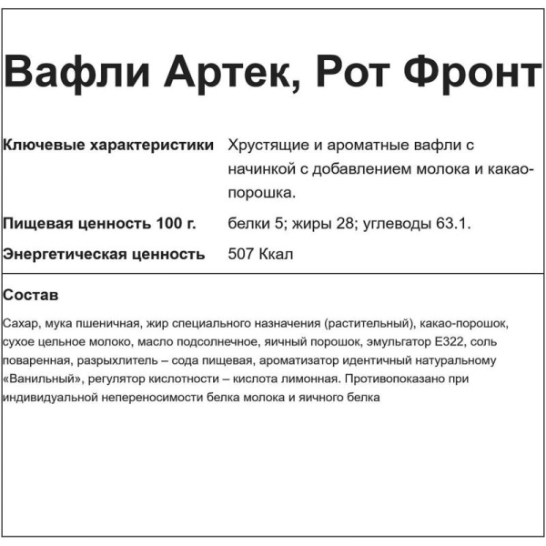 Вафли Рот Фронт Артек 6.5 кг