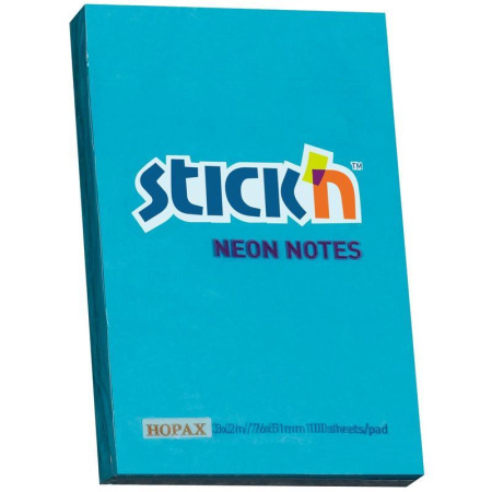 Стикеры Hopax Stick'n Eco 51x76 мм неоновые голубые (1 блок, 100 листов)