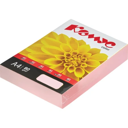 Бумага цветная для печати Комус Color розовая пастель (А4, 80 г/кв.м, 500 листов)
