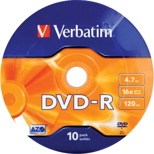 Диск DVD-R Verbatim 4.7 ГБ 16x bulk 43729 (10 штук в упаковке)