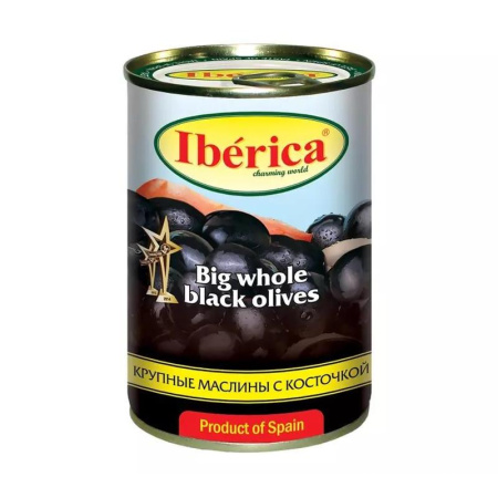 Маслины Iberika черные с косточкой 420 г