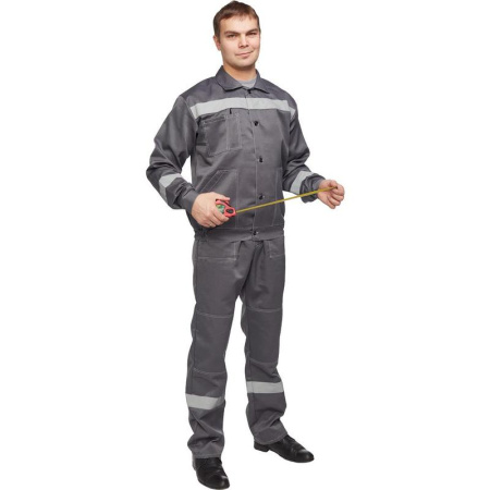 Костюм рабочий летний мужской л22-КПК с СОП темно-серый/светло-серый (размер 48-50, рост 170-176)
