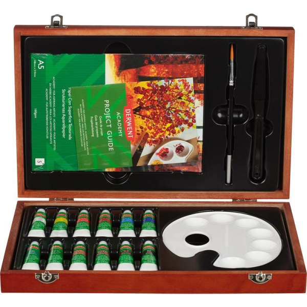 Набор с акриловыми красками Derwent Academy 12 цветов  (18 предметов)