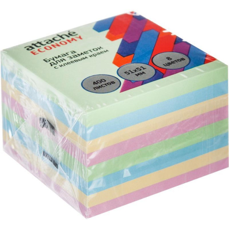 Стикеры Attache Economy 51x51 мм 8 цветов (1 блок, 400 листов)