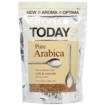 Кофе растворимый сублимированный Today Pure Arabica 150 г (пакет)