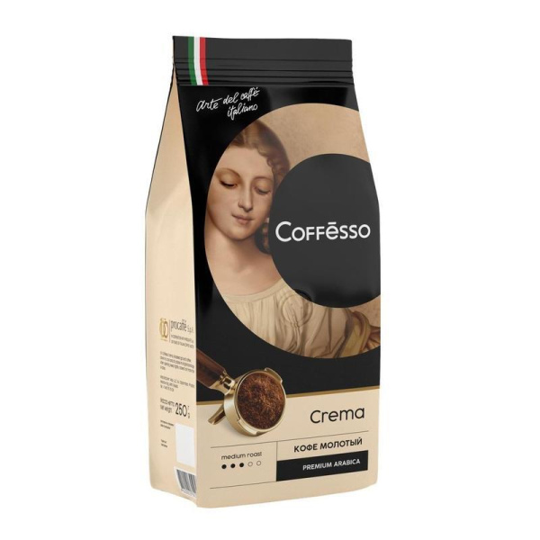 Кофе молотый Coffesso Crema 250 г (вакуумная упаковка)