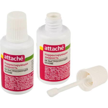 Корректирующая жидкость (штрих) Attache быстросохнущая 20 мл