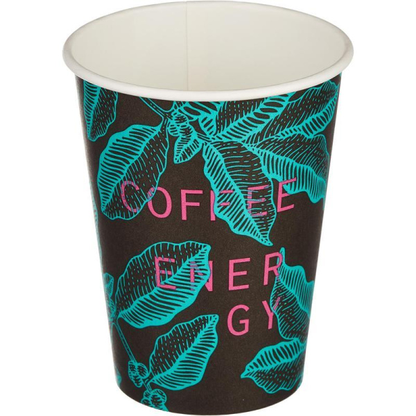 Стакан одноразовый бумажный 300 мл разноцветный 50 штук в упаковке Комус  Coffee Energy