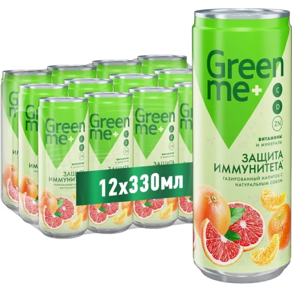 Напиток среднегазированный GreenMe Plus Immunity Protect 0.33 л Напиток среднегазированный GreenMe Plus Immunity Protect 0.33 л