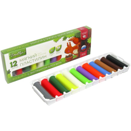 Пластилин восковой Глобус 12 цветов 180 г