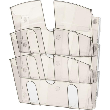 Лоток Uniplast настенный (А4, 3 отделения, дымчатый)