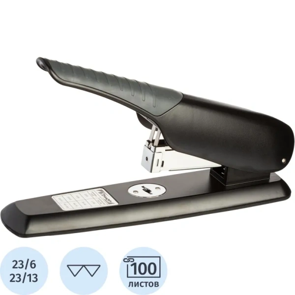 Степлер мощный Комус до 100 листов черный