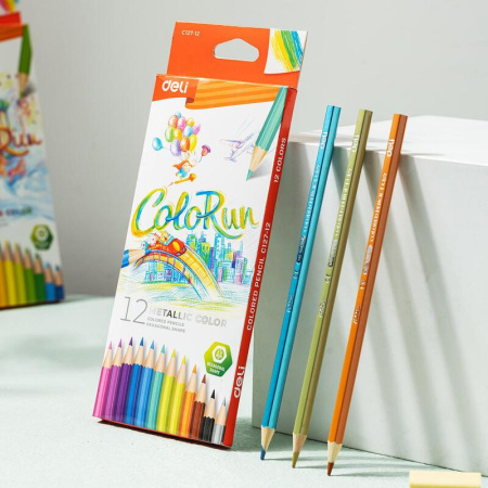 Карандаши цветные Deli 12 цветов шестигранные (EC127-12)