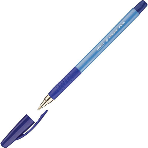Ручка шариковая Attache Antibacterial А05 трехгранный корпус синяя (толщина линии 0.5 мм)