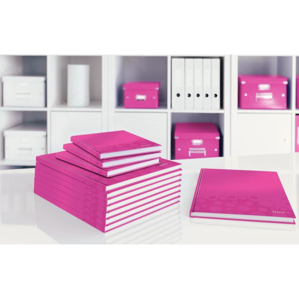 Бизнес-тетрадь Leitz Wow А4 80 листов розовая в клетку на сшивке (215x302 мм)