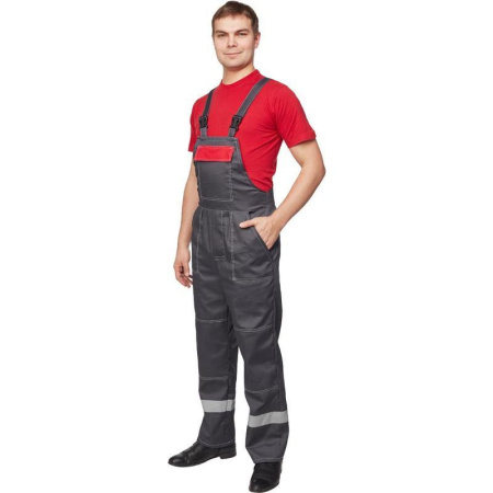 Костюм рабочий летний мужской л20-КПК с СОП серый/красный (размер 64-66, рост 182-188)