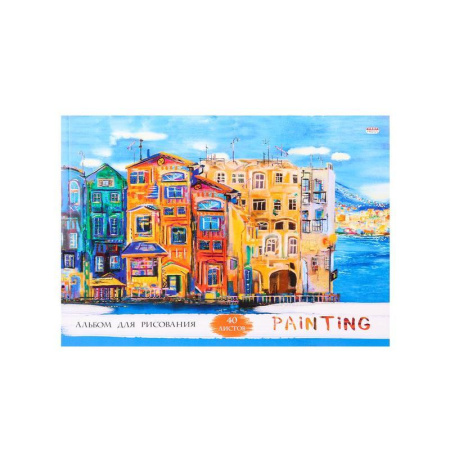 Альбом для рисования 40л А4 склейка РИСУНОК ГОРОДА,КБС, мел.обл.40-1540